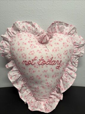 Style House | “Not Today”Embroidered Pillow Floral Heart Home Decor